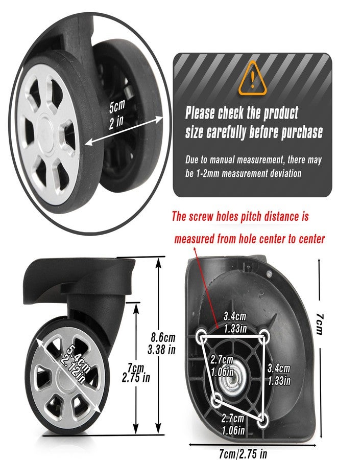 Zoofen Couple of Mute Replacement Luggage Suitcase Wheels Multi-Size Swivel Wheels(W045) - Image 2
